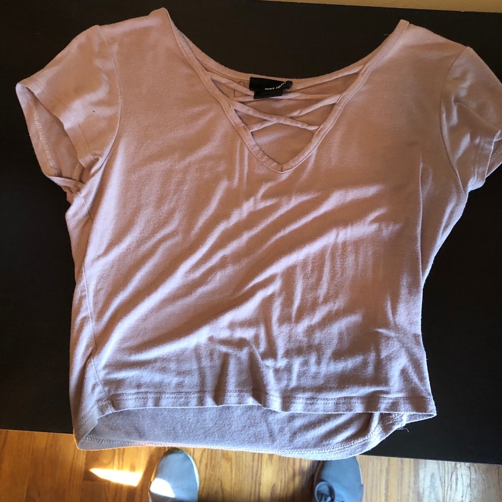 Wet seal, crop top with cross in the front